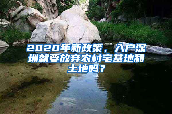 2020年新政策，入戶深圳就要放棄農村宅基地和土地嗎？