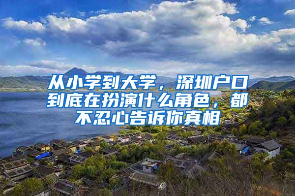 從小學(xué)到大學(xué)，深圳戶口到底在扮演什么角色，都不忍心告訴你真相