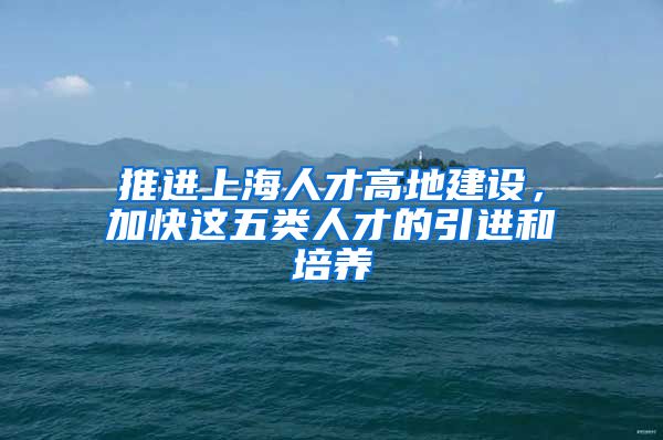 推進上海人才高地建設(shè)，加快這五類人才的引進和培養(yǎng)