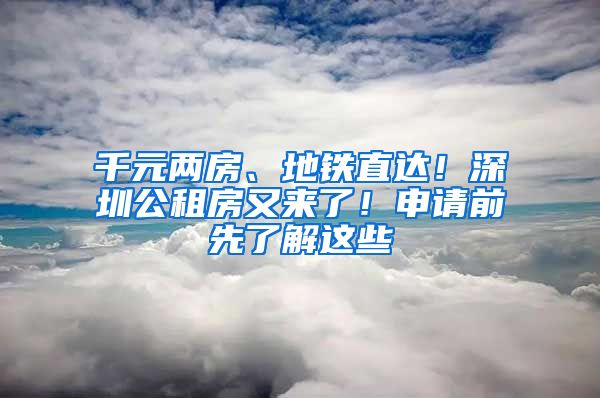 千元兩房、地鐵直達(dá)！深圳公租房又來了！申請前先了解這些