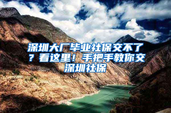 深圳大廠畢業(yè)社保交不了？看這里！手把手教你交深圳社保