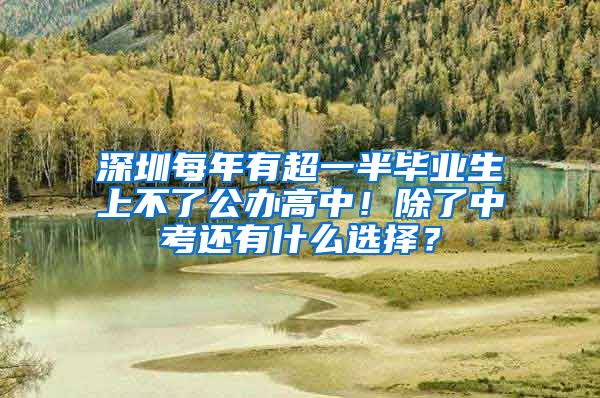 深圳每年有超一半畢業(yè)生上不了公辦高中！除了中考還有什么選擇？