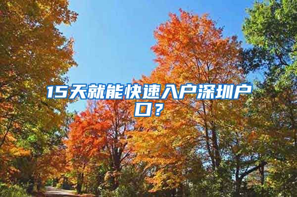 15天就能快速入戶深圳戶口？