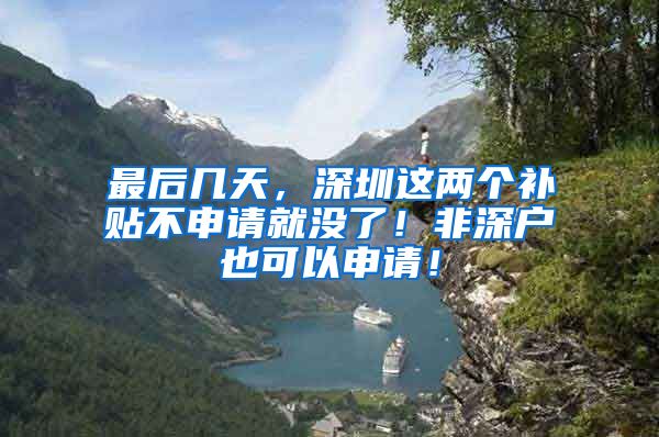 最后幾天，深圳這兩個補貼不申請就沒了！非深戶也可以申請！