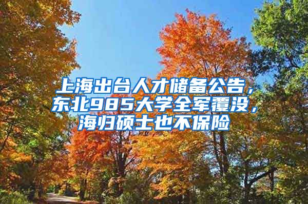 上海出臺人才儲備公告，東北985大學(xué)全軍覆沒，海歸碩士也不保險(xiǎn)