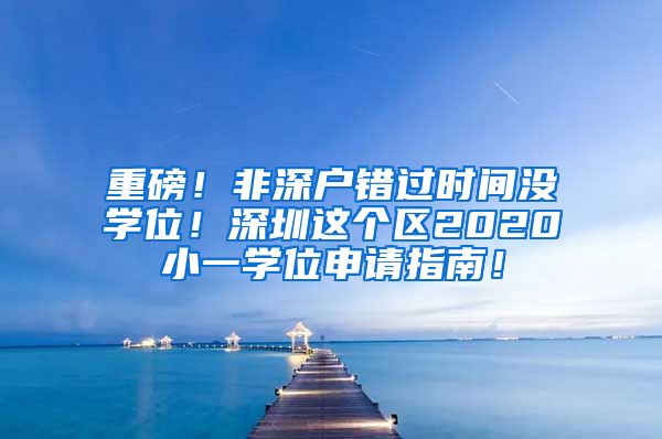 重磅！非深戶錯過時間沒學位！深圳這個區(qū)2020小一學位申請指南！