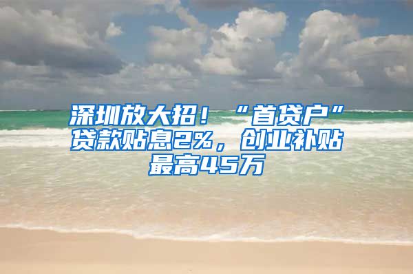 深圳放大招！“首貸戶”貸款貼息2%，創(chuàng)業(yè)補(bǔ)貼最高45萬