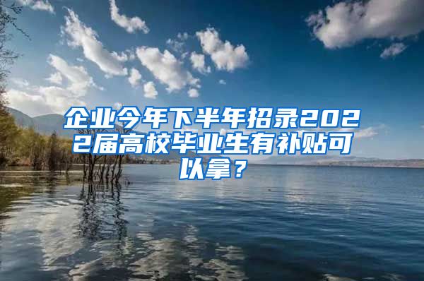 企業(yè)今年下半年招錄2022屆高校畢業(yè)生有補(bǔ)貼可以拿？