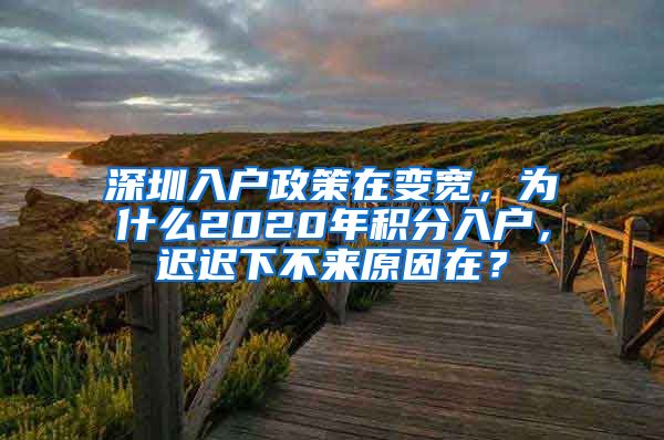 深圳入戶政策在變寬，為什么2020年積分入戶，遲遲下不來原因在？