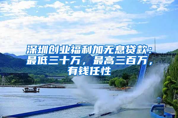 深圳創(chuàng)業(yè)福利加無息貸款：最低三十萬，最高三百萬，有錢任性