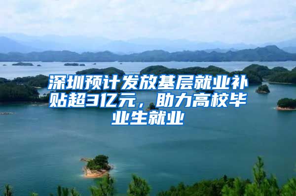 深圳預計發(fā)放基層就業(yè)補貼超3億元，助力高校畢業(yè)生就業(yè)