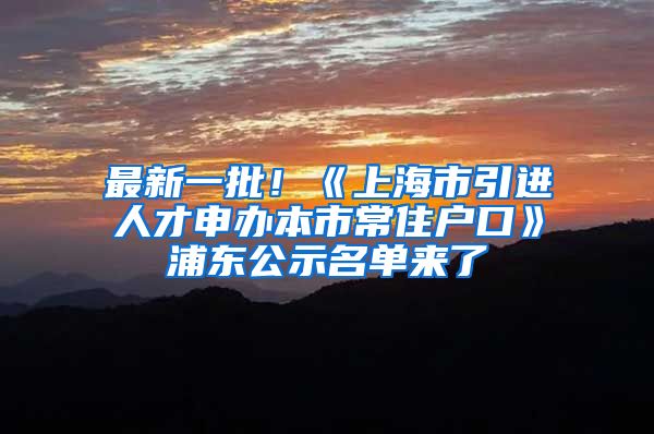 最新一批！《上海市引進(jìn)人才申辦本市常住戶口》浦東公示名單來了