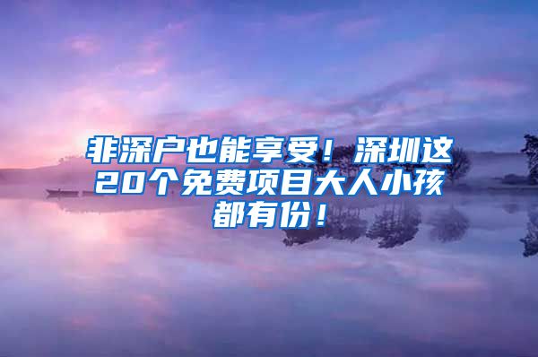 非深戶也能享受！深圳這20個免費項目大人小孩都有份！