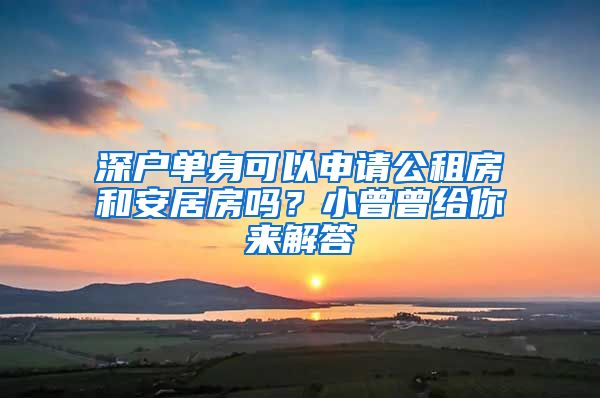 深戶單身可以申請公租房和安居房嗎？小曾曾給你來解答