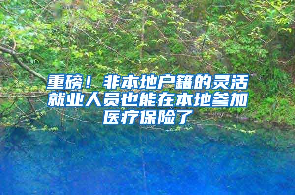 重磅！非本地戶籍的靈活就業(yè)人員也能在本地參加醫(yī)療保險了