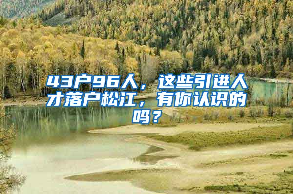 43戶96人，這些引進(jìn)人才落戶松江，有你認(rèn)識(shí)的嗎？