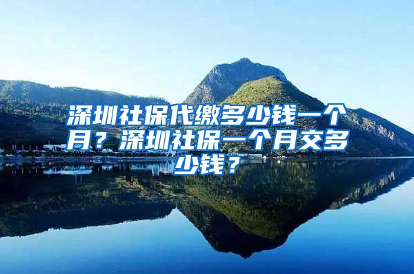 深圳社保代繳多少錢一個(gè)月？深圳社保一個(gè)月交多少錢？