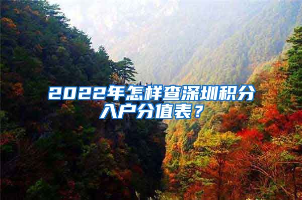 2022年怎樣查深圳積分入戶分值表？