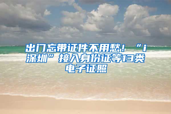 出門忘帶證件不用愁！“i深圳”接入身份證等13類電子證照