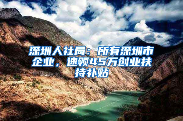 深圳人社局：所有深圳市企業(yè)，速領(lǐng)45萬創(chuàng)業(yè)扶持補(bǔ)貼