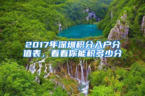 2017年深圳積分入戶分值表，看看你能積多少分