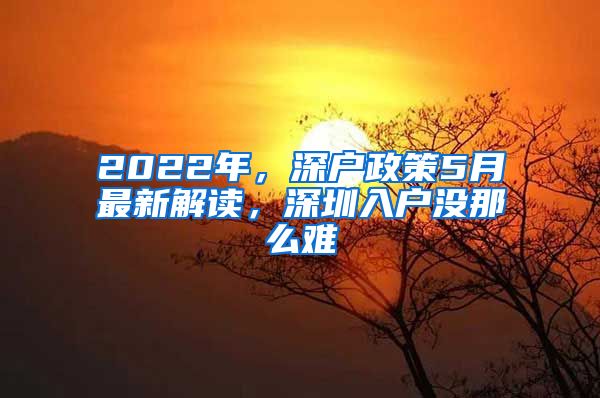 2022年，深戶政策5月最新解讀，深圳入戶沒(méi)那么難