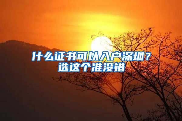 什么證書可以入戶深圳？選這個準(zhǔn)沒錯