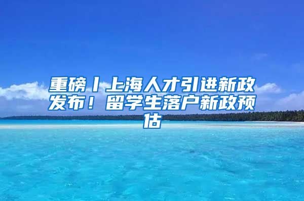 重磅丨上海人才引進新政發(fā)布！留學生落戶新政預估