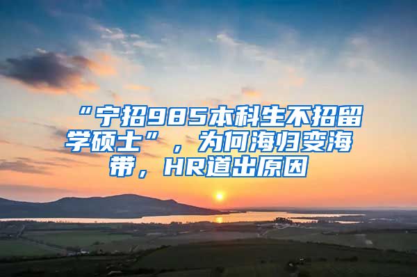 “寧招985本科生不招留學(xué)碩士”，為何海歸變海帶，HR道出原因