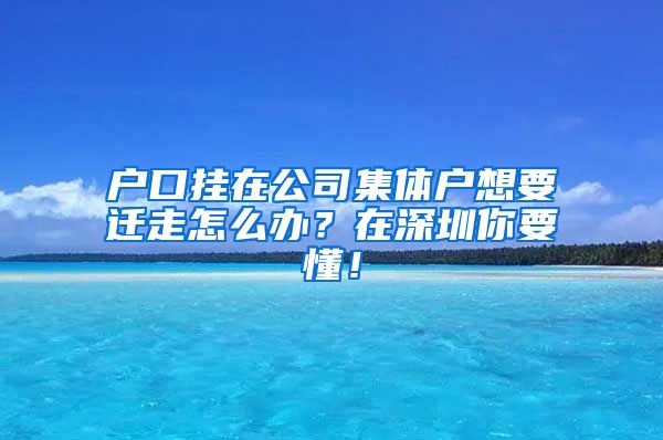 戶口掛在公司集體戶想要遷走怎么辦？在深圳你要懂！