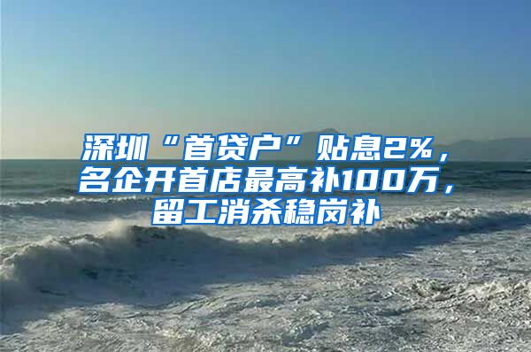 深圳“首貸戶”貼息2%，名企開首店最高補(bǔ)100萬，留工消殺穩(wěn)崗補(bǔ)