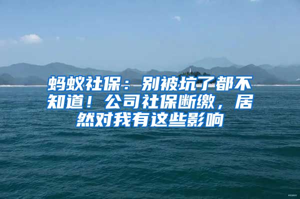 螞蟻社保：別被坑了都不知道！公司社保斷繳，居然對我有這些影響