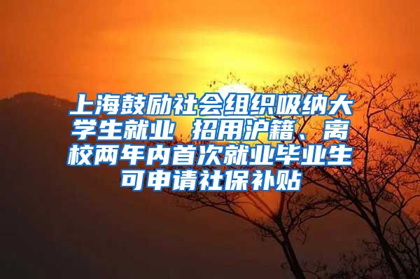 上海鼓勵社會組織吸納大學生就業(yè) 招用滬籍、離校兩年內(nèi)首次就業(yè)畢業(yè)生可申請社保補貼