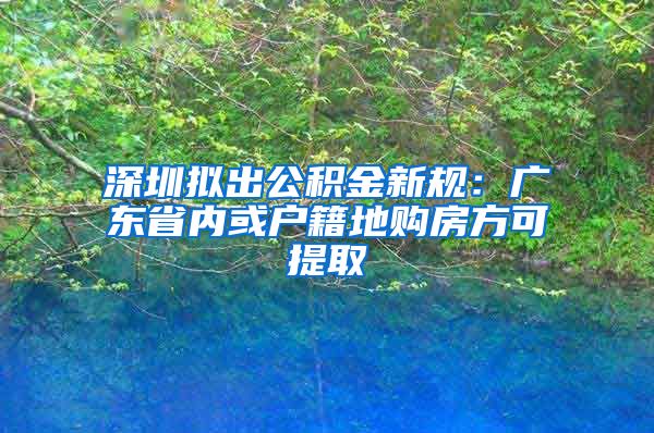 深圳擬出公積金新規(guī)：廣東省內(nèi)或戶籍地購房方可提取