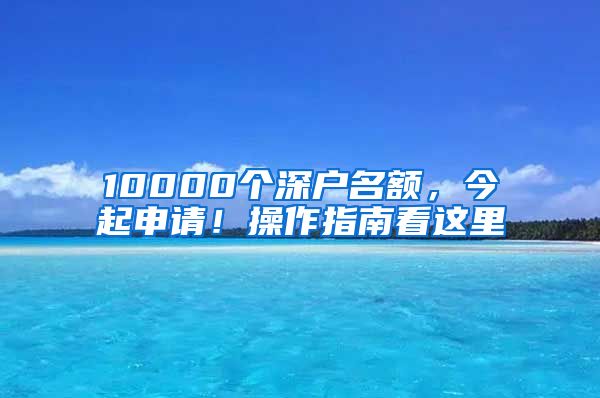 10000個(gè)深戶名額，今起申請(qǐng)！操作指南看這里