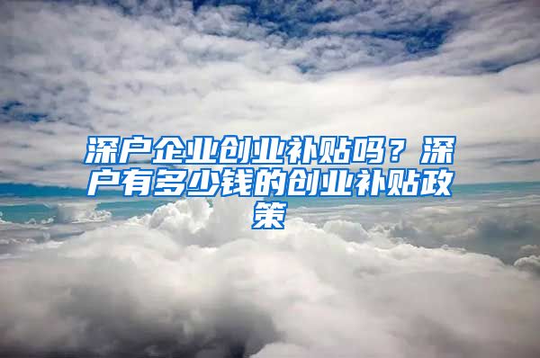 深戶企業(yè)創(chuàng)業(yè)補(bǔ)貼嗎？深戶有多少錢(qián)的創(chuàng)業(yè)補(bǔ)貼政策