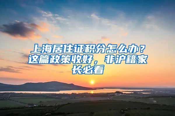 上海居住證積分怎么辦？這篇政策收好，非滬籍家長必看