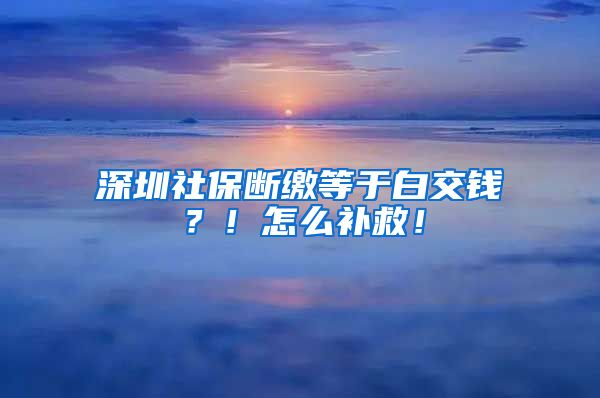 深圳社保斷繳等于白交錢？！怎么補(bǔ)救！