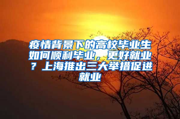 疫情背景下的高校畢業(yè)生如何順利畢業(yè)，更好就業(yè)？上海推出三大舉措促進就業(yè)