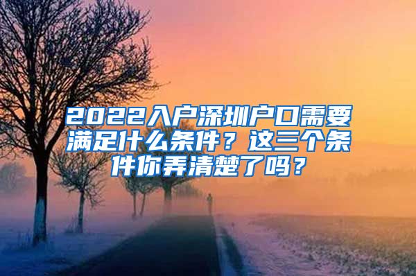 2022入戶深圳戶口需要滿足什么條件？這三個條件你弄清楚了嗎？