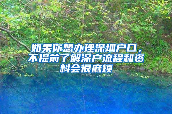 如果你想辦理深圳戶口，不提前了解深戶流程和資料會(huì)很麻煩