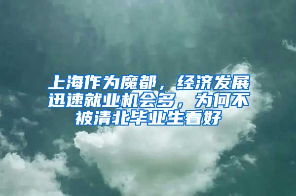 上海作為魔都，經(jīng)濟發(fā)展迅速就業(yè)機會多，為何不被清北畢業(yè)生看好