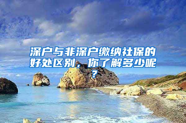 深戶與非深戶繳納社保的好處區(qū)別，你了解多少呢？