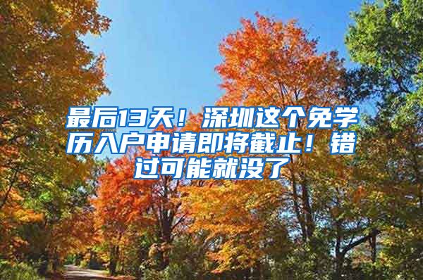 最后13天！深圳這個免學歷入戶申請即將截止！錯過可能就沒了