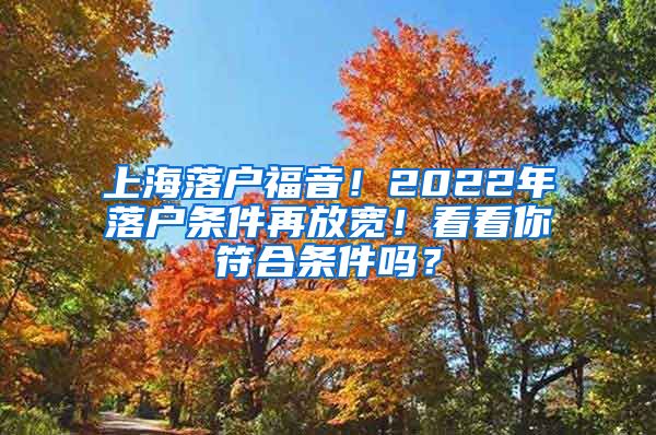 上海落戶福音！2022年落戶條件再放寬！看看你符合條件嗎？