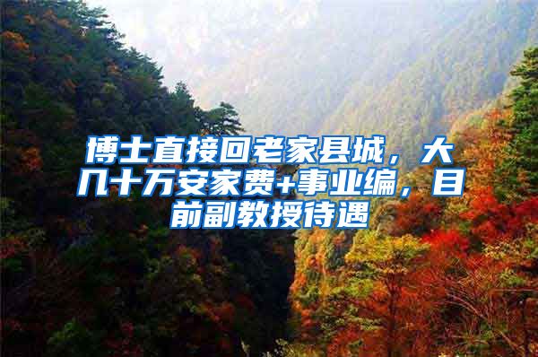 博士直接回老家縣城，大幾十萬安家費(fèi)+事業(yè)編，目前副教授待遇