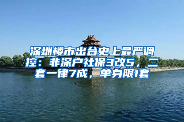 深圳樓市出臺史上最嚴調(diào)控：非深戶社保3改5，二套一律7成，單身限1套