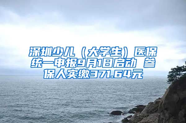 深圳少兒（大學生）醫(yī)保統(tǒng)一申報9月1日啟動 參保人實繳371.64元