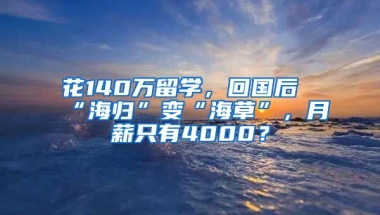 花140萬留學(xué)，回國后“海歸”變“海草”，月薪只有4000？