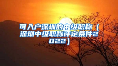 可入戶深圳的中級(jí)職稱（深圳中級(jí)職稱評(píng)定條件2022）